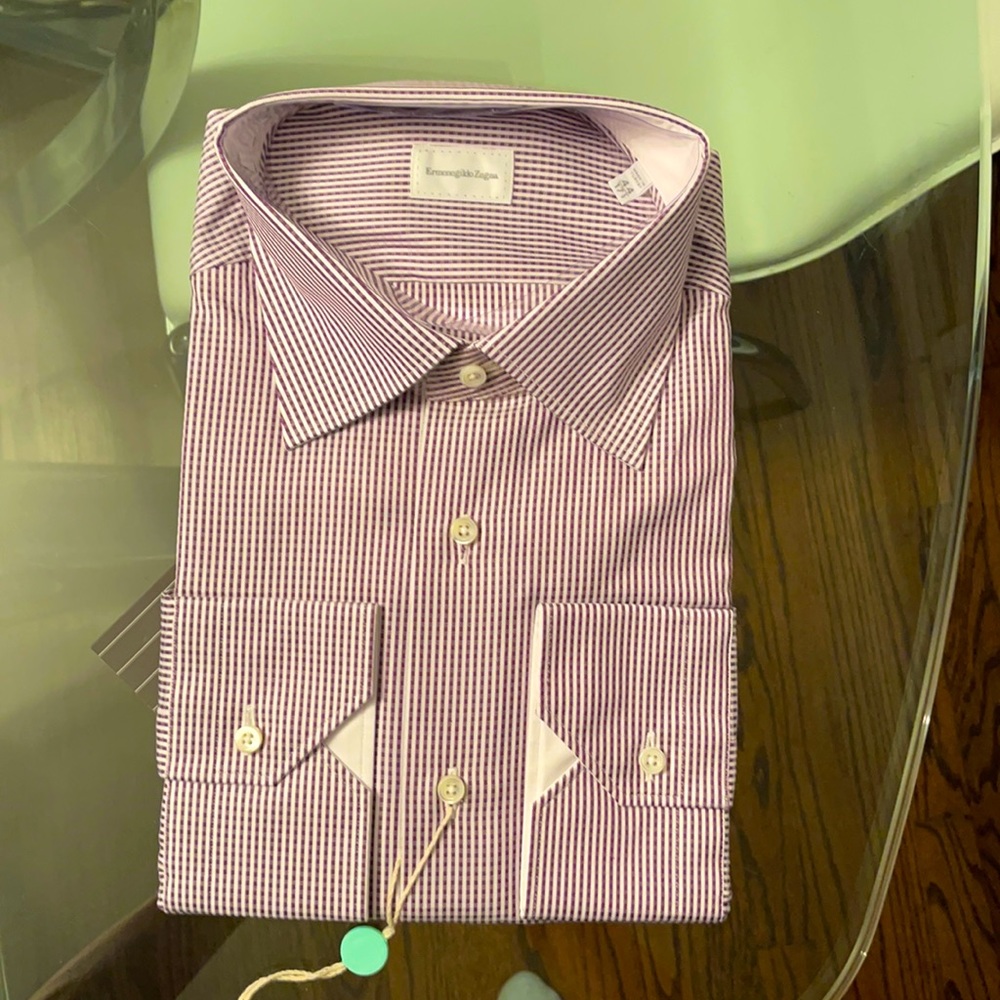 Long sleeve shirt, purple /white size 17.1/2